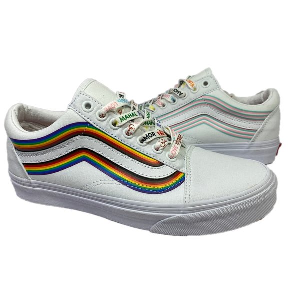 Disney Shoes - Vans Old Skool Pride Low Top White Leather Canvas Shoes